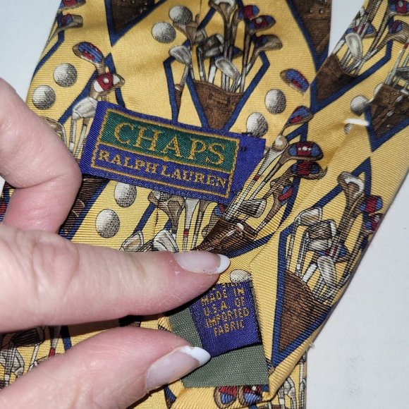 Chaps Ralph Lauren Tie Mens Necktie Silk Golf Print Novelty  Handmade USA - Picture 4 of 7